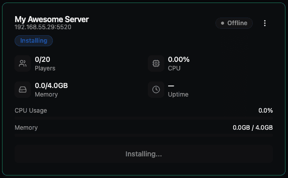 Server in installing state