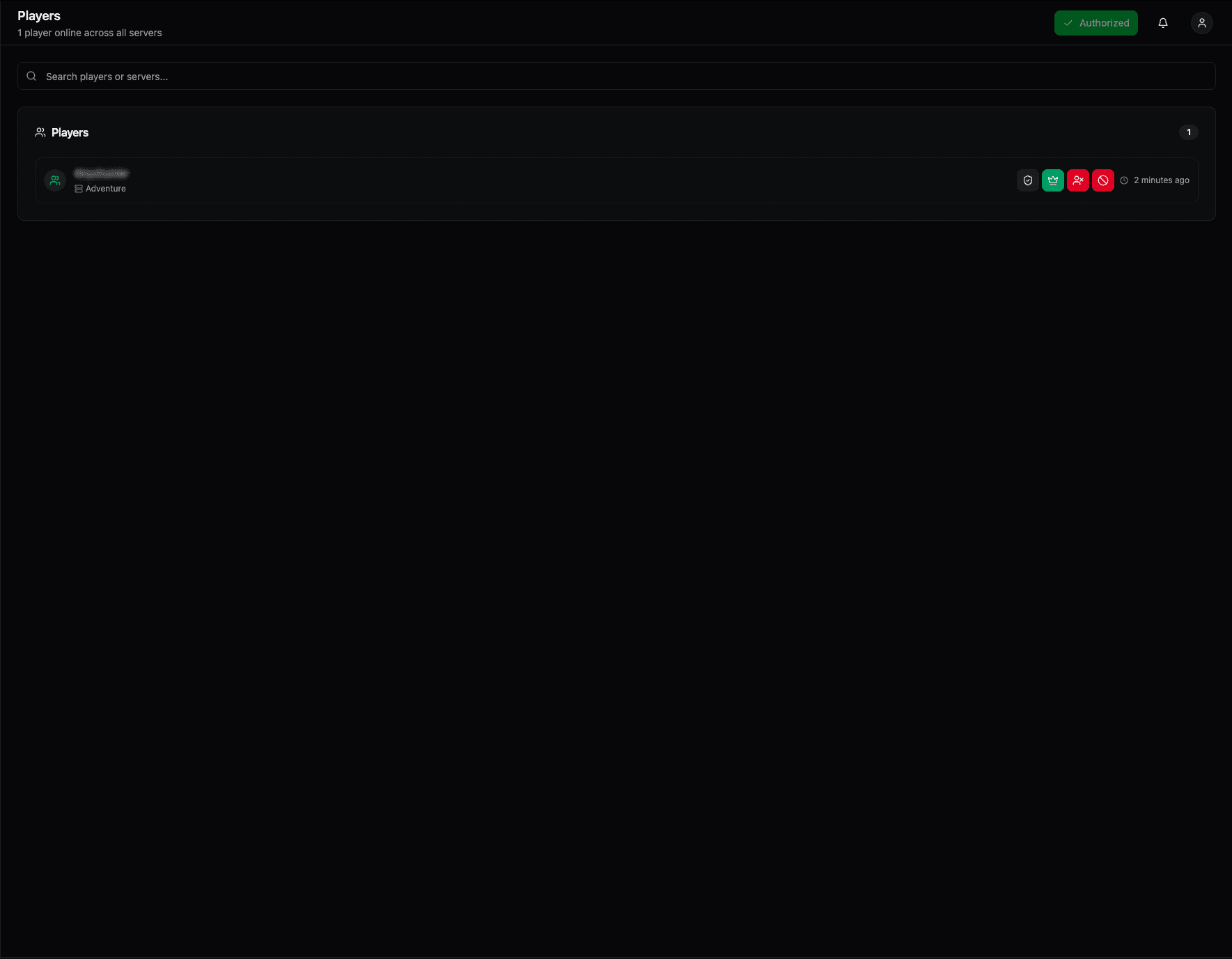 Global Players page showing all players across all servers
