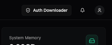 Auth Downloader button in the Hypanel header